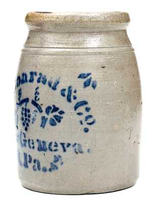 Fine Small A. Conrad & Co. / New Geneva, PA Stoneware Canning Jar w/ Stencilled Grapes