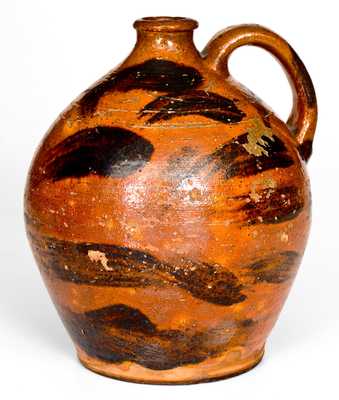 Very Rare Cain Pottery, Sullivan County, TN Redware Jug w/ Manganese Decoration