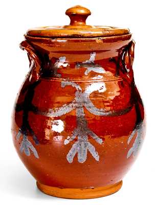 Exceptional David Mandeville, Circleville, NY Redware Rope-Handled Jar