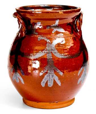 Exceptional David Mandeville, Circleville, NY Redware Rope-Handled Jar