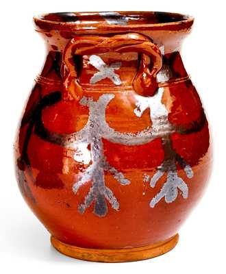 Exceptional David Mandeville, Circleville, NY Redware Rope-Handled Jar