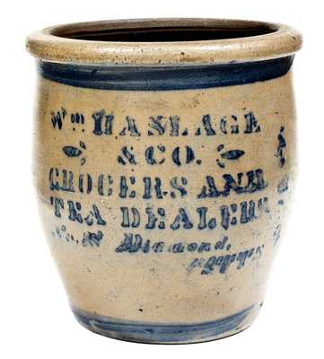 WM. HASLAGE & CO. / GROCERS AND TEA DEALERS / PITTSBURGH, PA Jar