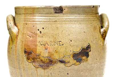 Fine WARNE Stoneware Jar, Thomas Warne, South Amboy, NJ, early 19th century