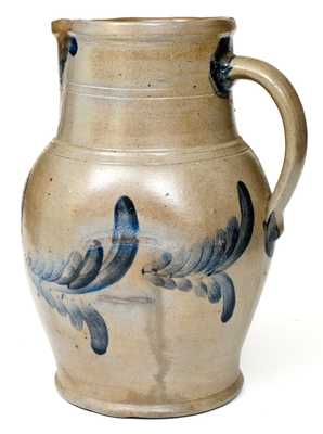 2 Gal. Stoneware Pitcher with Floral Decoration, Southeastern PA origin