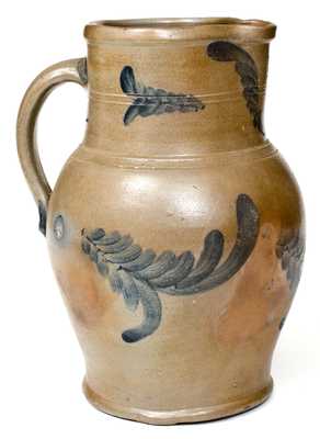 2 Gal. Stoneware Pitcher with Floral Decoration, Southeastern PA origin