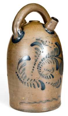 Exceptional Western PA Stoneware Harvest Jug w/ Elaborate Floral Decoration