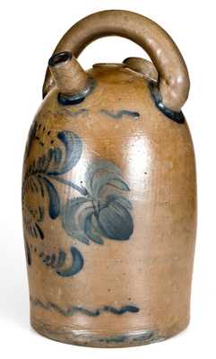 Exceptional Western PA Stoneware Harvest Jug w/ Elaborate Floral Decoration
