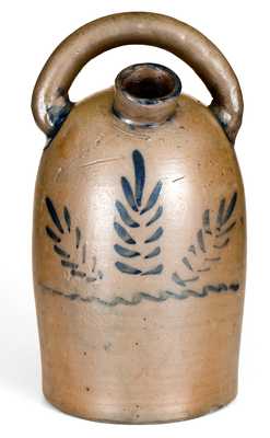 Exceptional Western PA Stoneware Harvest Jug w/ Elaborate Floral Decoration