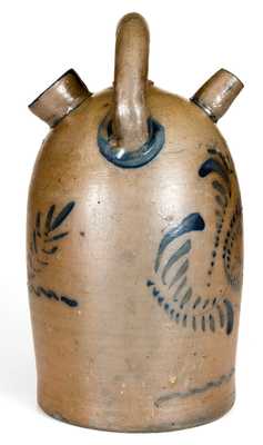 Exceptional Western PA Stoneware Harvest Jug w/ Elaborate Floral Decoration