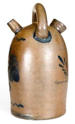 Exceptional Western PA Stoneware Harvest Jug w/ Elaborate Floral Decoration