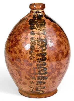 Outstanding Vermont Redware Jug with Manganese Decoration