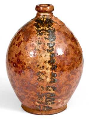 Outstanding Vermont Redware Jug with Manganese Decoration