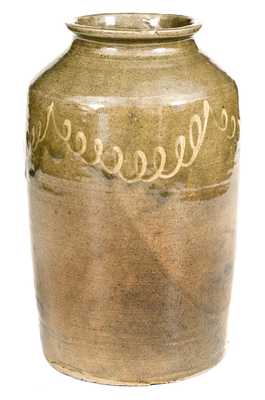 Fine Thomas Chandler, Edgefield District, SC Stoneware Jar w/ Kaolin Slip Decoration