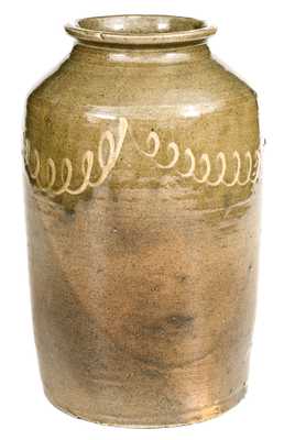 Fine Thomas Chandler, Edgefield District, SC Stoneware Jar w/ Kaolin Slip Decoration