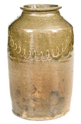Fine Thomas Chandler, Edgefield District, SC Stoneware Jar w/ Kaolin Slip Decoration