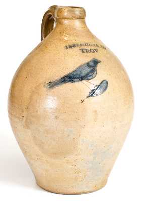I. SEYMOUR & CO. / TROY Stoneware Jug w/ Incised Bird Decoration