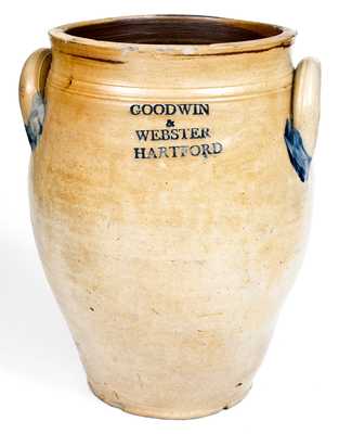 Rare GOODWIN & WEBSTER / HARTFORD Stoneware Jar with Incised Decoration
