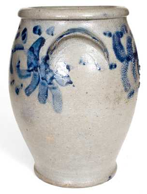 Fine Miller Pottery, Strasburg, VA Stoneware Jar with Cobalt Decoration, c1835