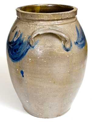 Fine 6 Gal. SOLOMON BELL / Strasburg, Va Stoneware Jar with Cobalt Decoration