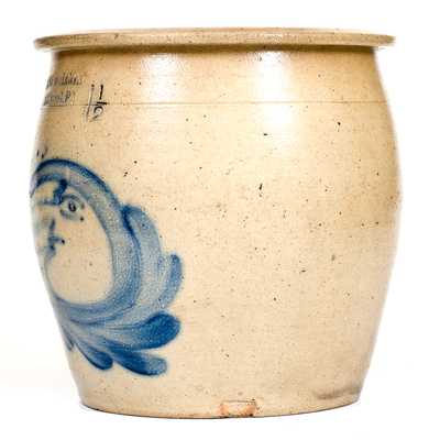 Extremely Rare COWDEN & WILCOX / HARRISBURG, PA Man-in-the-Moon w/ Smoking Pipe Jar