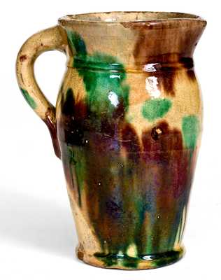 Shenandoah Valley Multi-Glazed Redware Cream Pitcher, Strasburg, Virginia