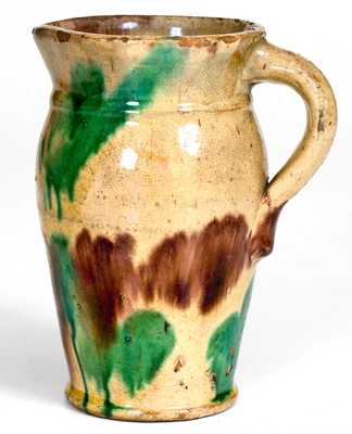 Shenandoah Valley Multi-Glazed Redware Cream Pitcher, Strasburg, Virginia
