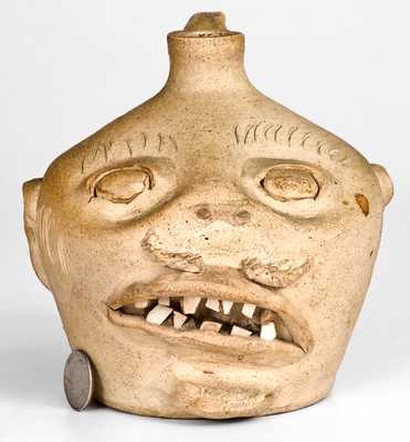 Fine Stoneware Face Jug, probably Guy Daugherty, Bethune, SC