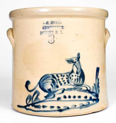 Very Rare Stoneware Crock w/ Dog Decoration at RONDOUT, NY Advertising