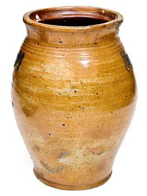 Fine Early Boston Area Stoneware Jar w/ Impressed Drapery Motif