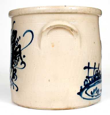 Extremely Rare FORT EDWARD POTTERY CO. Stoneware Crock w/ Elaborate Scarecrow Scene