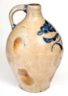 Exceptional Manhattan Stoneware Jug w/ Incised Floral Decoration, circa 1790s