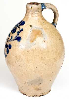 Exceptional Manhattan Stoneware Jug w/ Incised Floral Decoration, circa 1790s