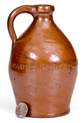 Rare PAUL CUSHMAN'S STONEWARE FACTORY 1809 Jug (Albany, New York)