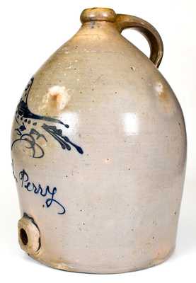 Very Rare HART'S / FULTON Stoneware Water Cooler w/ Bird Inscribed "L. Perry"