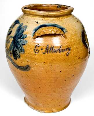 Important Large-Sized Manhattan Area Stoneware Jar, 