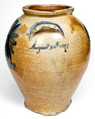 Important Large-Sized Manhattan Area Stoneware Jar, 