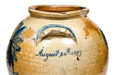 Important Large-Sized Manhattan Area Stoneware Jar, 