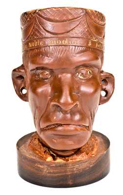Extremely Rare Anna Pottery Large Figural Stoneware Modoc Indian Face Pipe