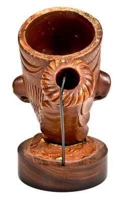 Extremely Rare Anna Pottery Large Figural Stoneware Modoc Indian Face Pipe