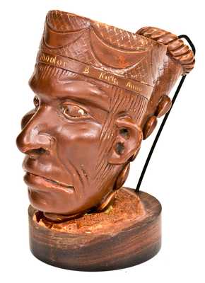 Extremely Rare Anna Pottery Large Figural Stoneware Modoc Indian Face Pipe