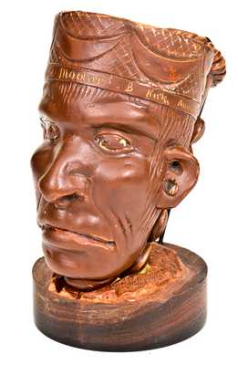 Extremely Rare Anna Pottery Large Figural Stoneware Modoc Indian Face Pipe