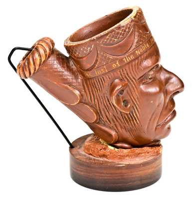Extremely Rare Anna Pottery Large Figural Stoneware Modoc Indian Face Pipe