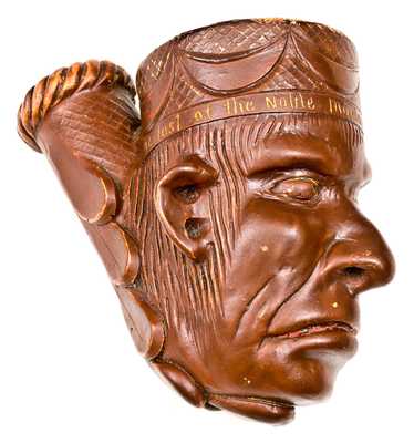 Extremely Rare Anna Pottery Large Figural Stoneware Modoc Indian Face Pipe