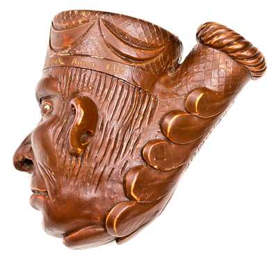 Extremely Rare Anna Pottery Large Figural Stoneware Modoc Indian Face Pipe