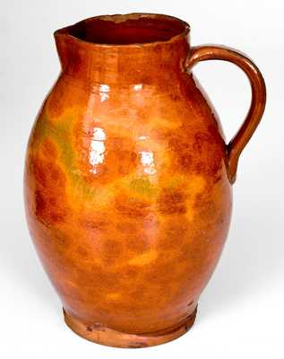 Fine New England Glazed Redware Pitcher