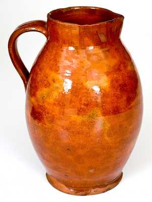 Fine New England Glazed Redware Pitcher