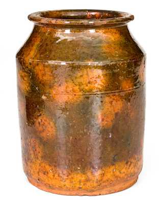 New England Glazed Redware Jar