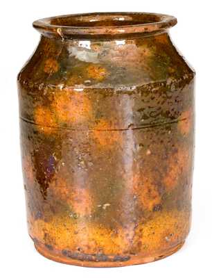 New England Glazed Redware Jar