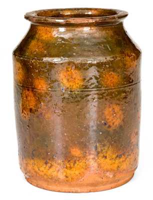 New England Glazed Redware Jar