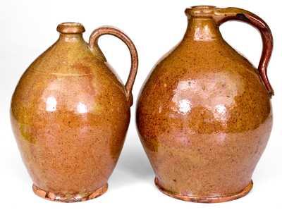 Lot of Two: Redware Jugs, New York State or Maine